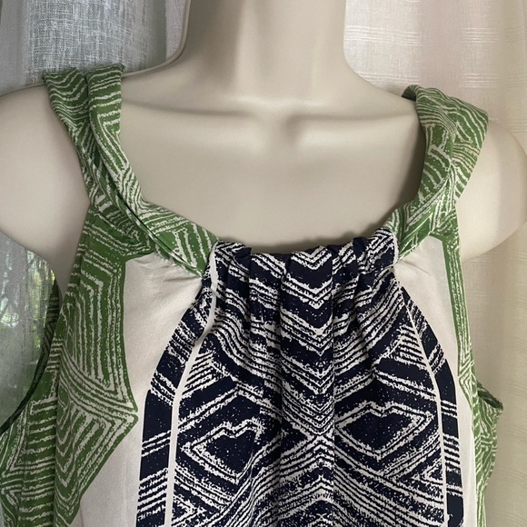 Banana Republic 100% Silk Green and Black Sleeveless Dress Size Large - Picture 3 of 8